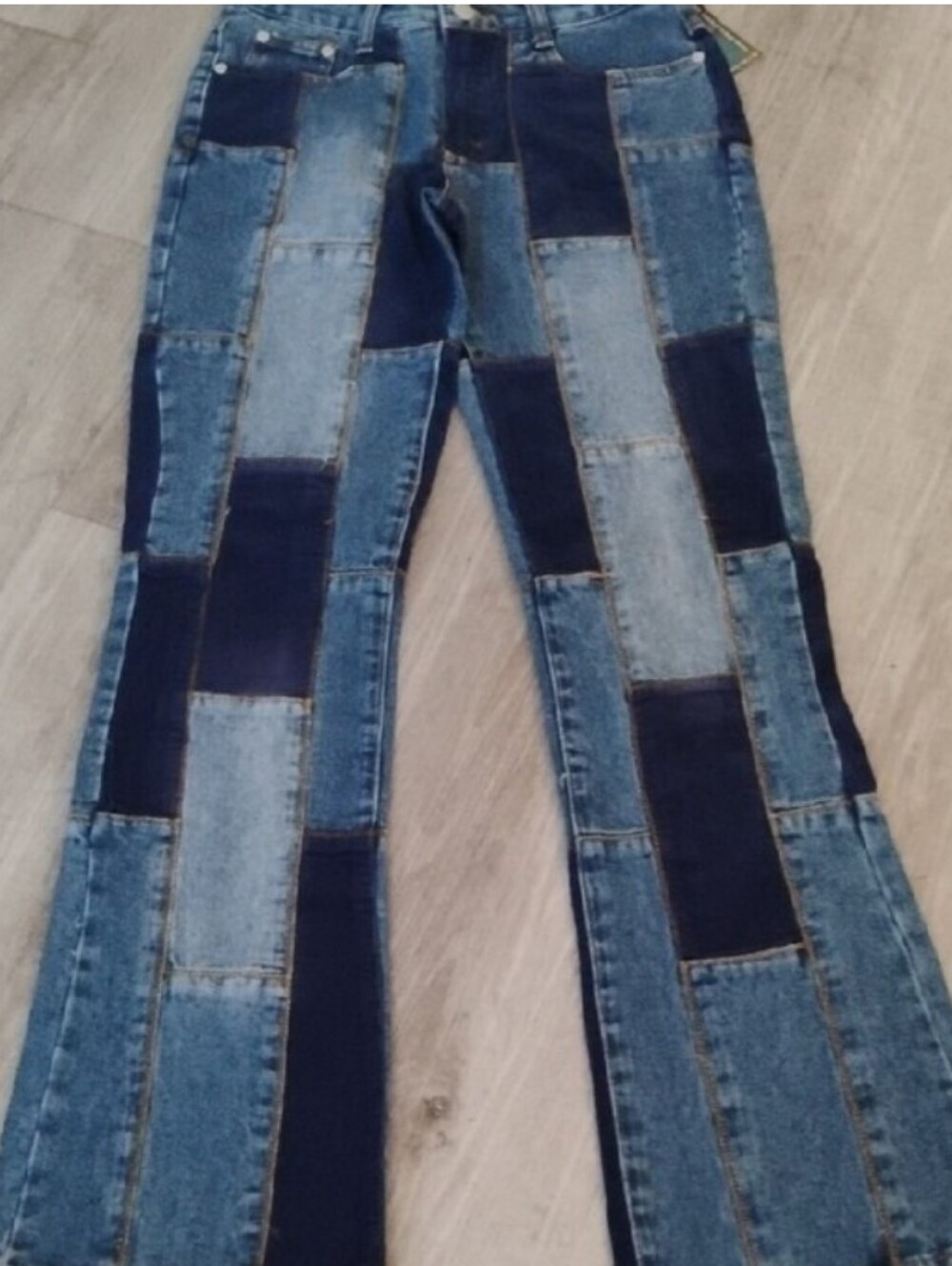 Y2k Patchwork Two-Tone Blue Denim Boho Jeans🆕✨🩷